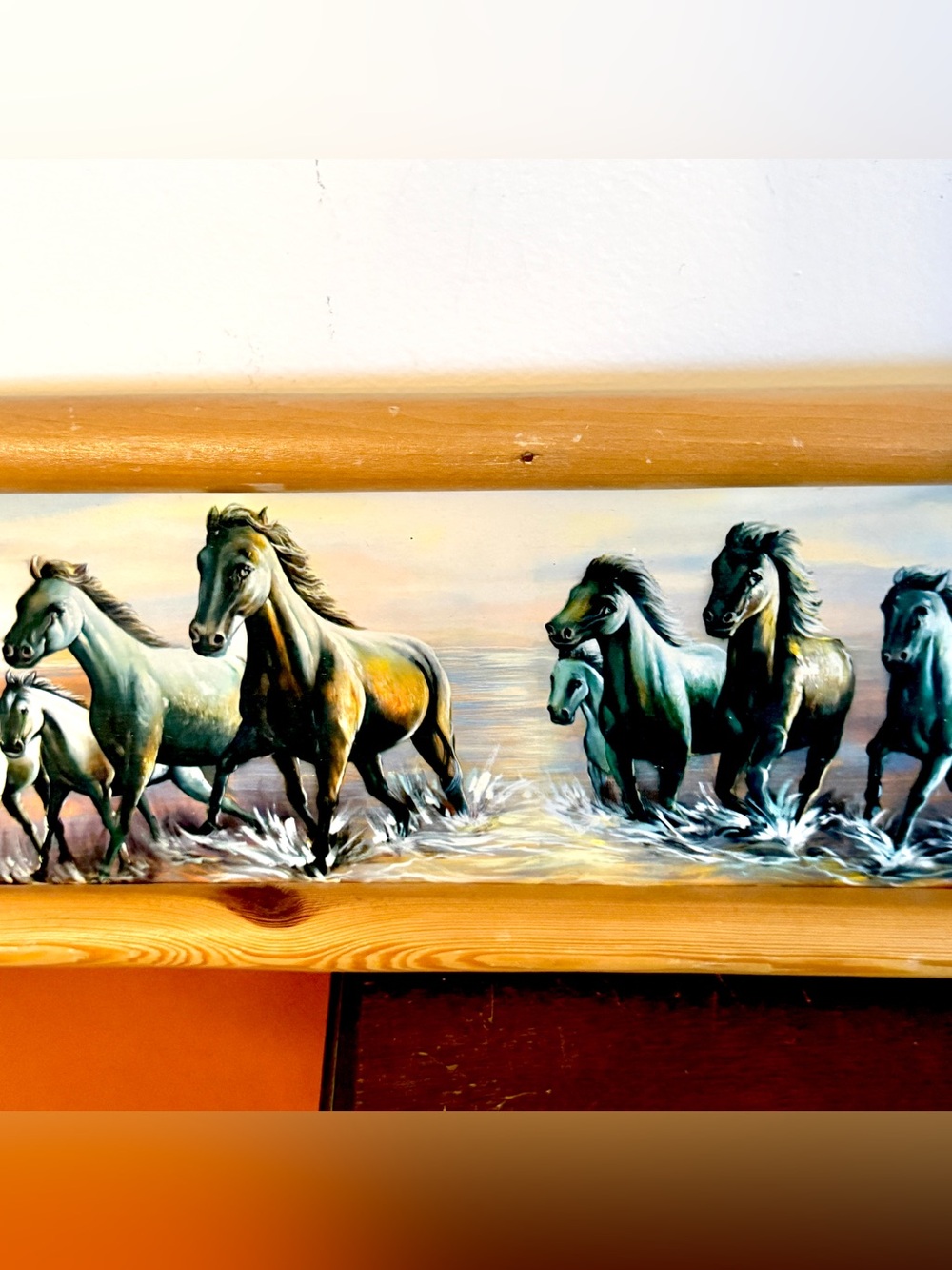 Vintage Running Horses Rustic Wood Frame Wall Art 8x24” Western Cabin Decor - Picture 4 of 10